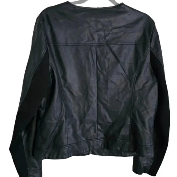 APT. 9 Black collarless faux- leather jacket Fully lined - Picture 4 of 8